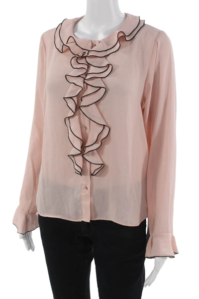 Zara Women Classic Solid Pink Long Sleeve Button Up Blouse Size S