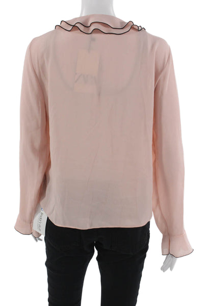 Zara Women Classic Solid Pink Long Sleeve Button Up Blouse Size S
