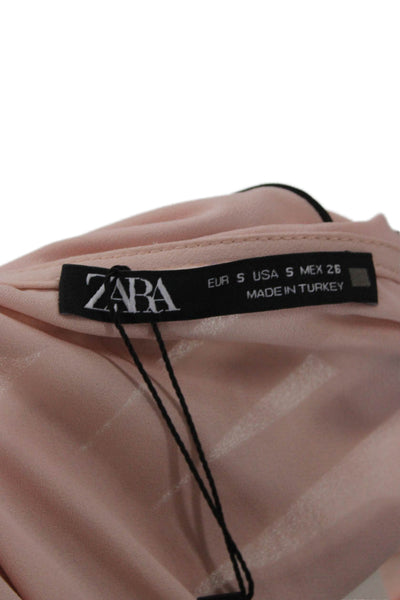 Zara Women Classic Solid Pink Long Sleeve Button Up Blouse Size S