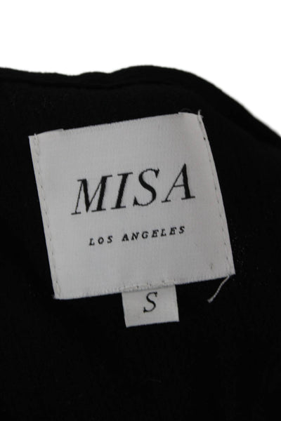 Misa Womens Bohemian Floral Black Tie Neck Long Sleeve Rayon Blouse Size S