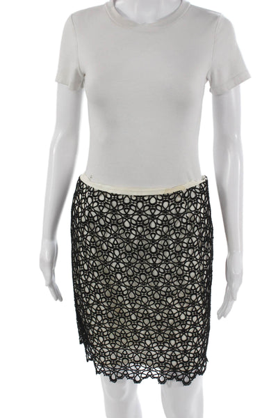 Cynthia Steffe Womens Black Geometric Pencil Mini Skirt Size 4