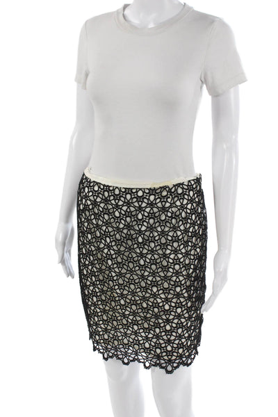 Cynthia Steffe Womens Black Geometric Pencil Mini Skirt Size 4
