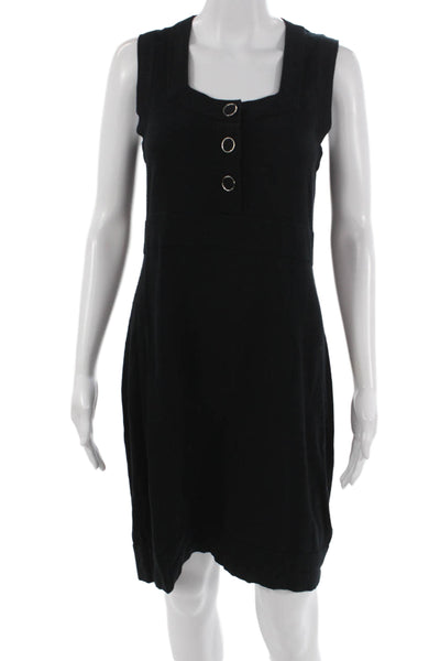 Banana Republic Women Sleeveless Tank Dress Black Cotton Square Neck Size M