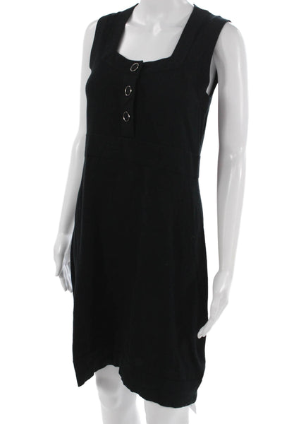 Banana Republic Women Sleeveless Tank Dress Black Cotton Square Neck Size M