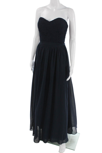 Bill Levkoff Women A-Line Maxi Dress Dark Blue Sleeveless Zip Size 10