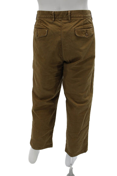 J Crew Mens Brown Cropped Chinos Cotton Button Solid Size 34