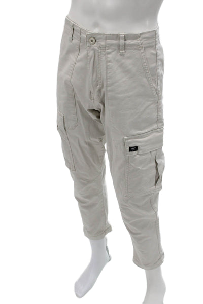 Zara Mens Cargo Cropped Pants Beige Cotton Army Size 31