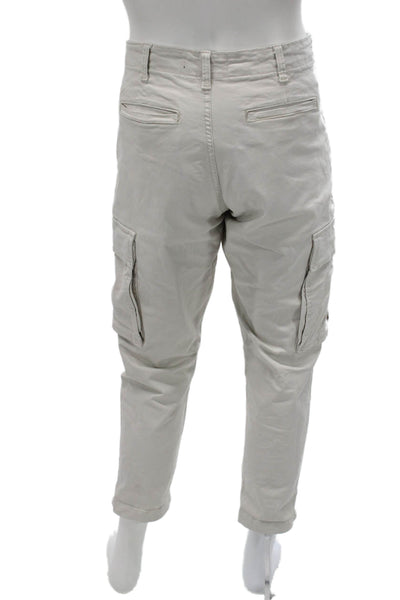 Zara Mens Cargo Cropped Pants Beige Cotton Army Size 31