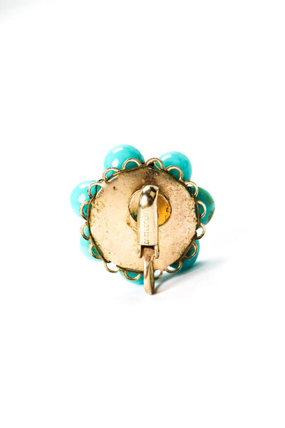 Castlecliff Womens Vintage Gold Tone Imitation Turquoise Bead Clip-On Earrings