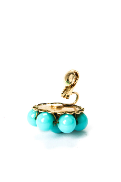 Castlecliff Womens Vintage Gold Tone Imitation Turquoise Bead Clip-On Earrings