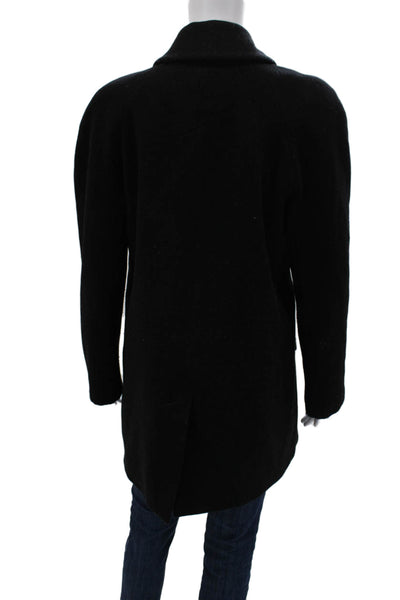 Liz Claiborne Women Overcoat Black Collared Hook & Eye Long Sleeve Wool Size 8