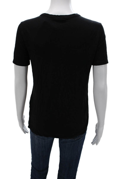 T Alexander Wang Women Basic Black V-Neck Rayon Short Sleeve T-Shirt Size XS