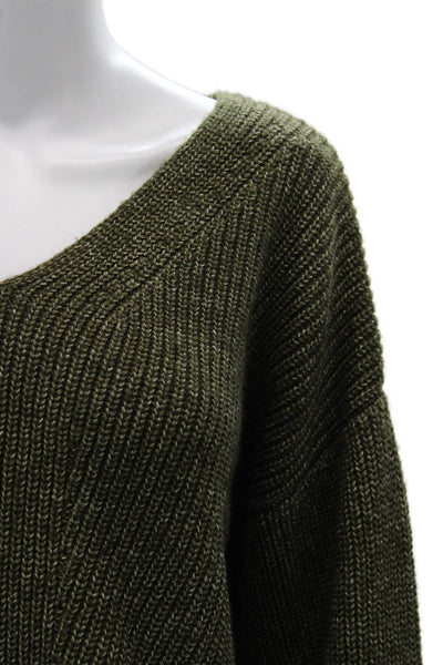 Something Navy Womens Pullover V-Neck Sweater Green Long Sleeve Size S
