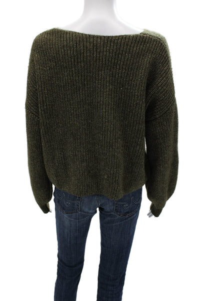 Something Navy Womens Pullover V-Neck Sweater Green Long Sleeve Size S