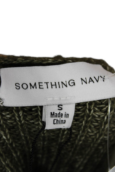 Something Navy Womens Pullover V-Neck Sweater Green Long Sleeve Size S