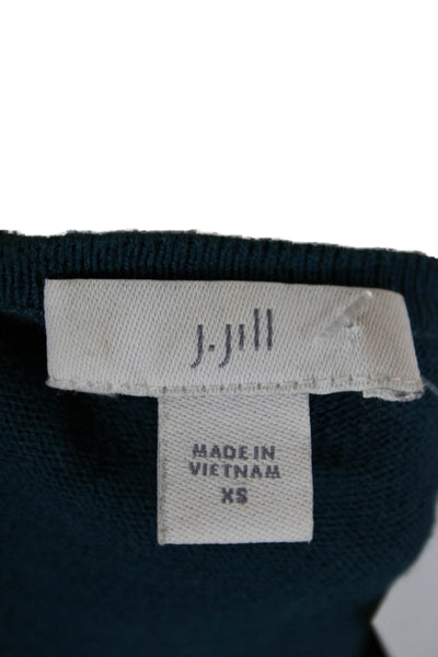 J. Jill Women Dark Blue Round Neck 3/4 Sleeve Tie Front Top Size XS