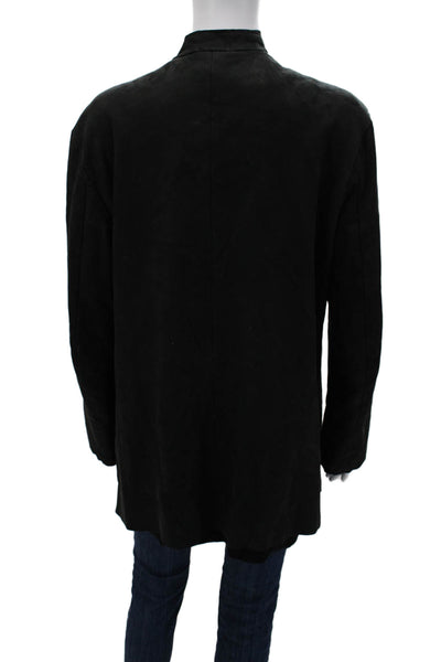 Transit Womens Black Polyester Blend Blazer Long Sleeve Button Fall Size S