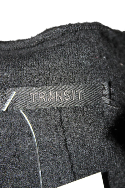 Transit Womens Black Polyester Blend Blazer Long Sleeve Button Fall Size S