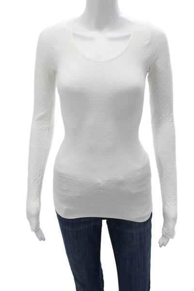 Intimately Free People Women White Long Sleeve Basic T Shirt Round Neck Size L