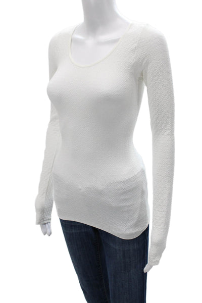 Intimately Free People Women White Long Sleeve Basic T Shirt Round Neck Size L