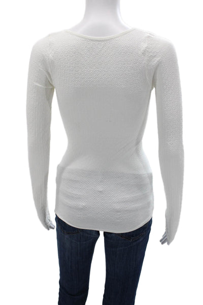 Intimately Free People Women White Long Sleeve Basic T Shirt Round Neck Size L