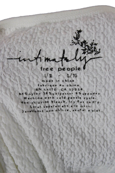 Intimately Free People Women White Long Sleeve Basic T Shirt Round Neck Size L