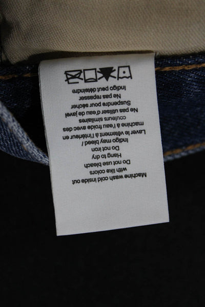 Rag & Bone Womens Cropped Straight Jeans Dark Blue Mid Rise Button Size 24