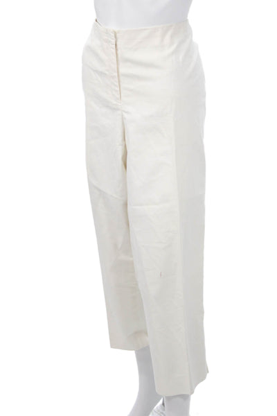 Lafayette 148 New York Women Plus Cropped Dress Pants White Size 18