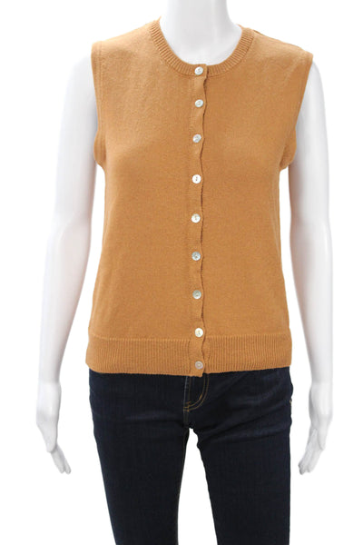 Zara Women Cardigan Vest Brown Sleeveless Button Polyester Size M