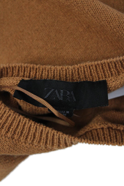 Zara Women Cardigan Vest Brown Sleeveless Button Polyester Size M