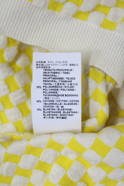 Marni Women Pullover Sweater Wool Crew Neck Check White Long Sleeve Size 40