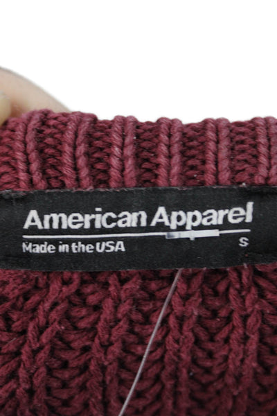 American Apparel Womens Pullover Sweater Red Cotton Crewneck Size S