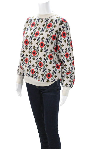 Toga Pulla Women Pullover Wool Geometric Crew Neck Beige Sweater Size 38