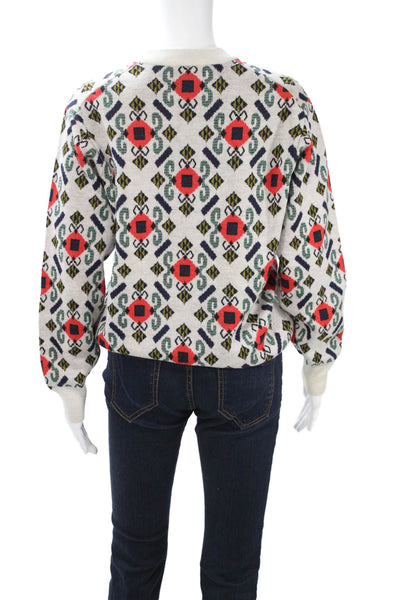Toga Pulla Women Pullover Wool Geometric Crew Neck Beige Sweater Size 38