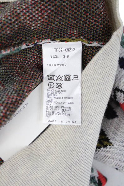 Toga Pulla Women Pullover Wool Geometric Crew Neck Beige Sweater Size 38