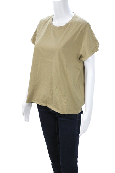 Something Navy Womens Basic Tan Cotton Crew Neck Short Sleeve T-Shirt Size XL