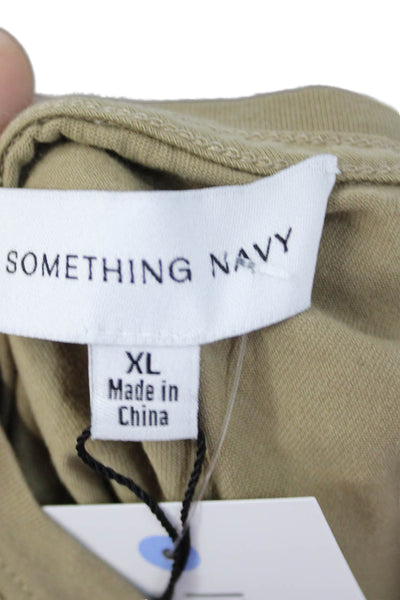 Something Navy Womens Basic Tan Cotton Crew Neck Short Sleeve T-Shirt Size XL