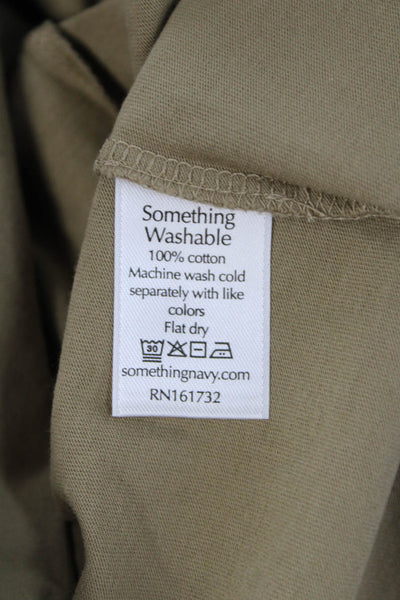 Something Navy Womens Basic Tan Cotton Crew Neck Short Sleeve T-Shirt Size XL