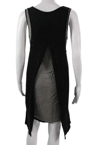 Splendid Women Tank Sweater Dress Black Striped Round Neck Sleeveless Size M