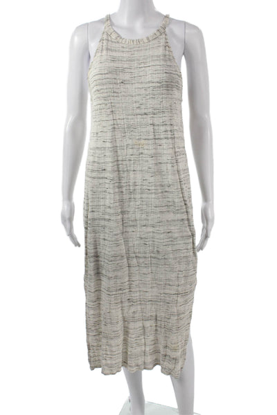Splendid Women Beige Striped High Neck Tank Dress Sleeveless Size M