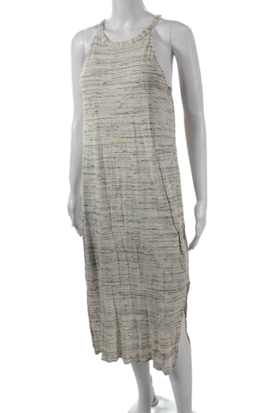 Splendid Women Beige Striped High Neck Tank Dress Sleeveless Size M