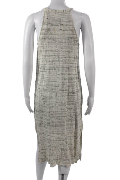Splendid Women Beige Striped High Neck Tank Dress Sleeveless Size M
