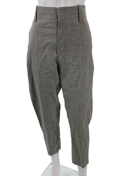Isabel Marant Etoile Women Gray Ankle Cropped Dress Pants Wool Linen Size 40