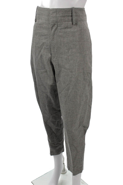 Isabel Marant Etoile Women Gray Ankle Cropped Dress Pants Wool Linen Size 40