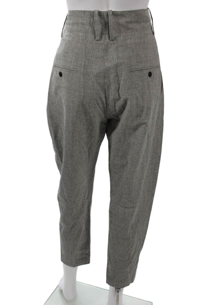 Isabel Marant Etoile Women Gray Ankle Cropped Dress Pants Wool Linen Size 40