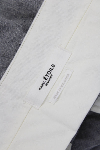 Isabel Marant Etoile Women Gray Ankle Cropped Dress Pants Wool Linen Size 40