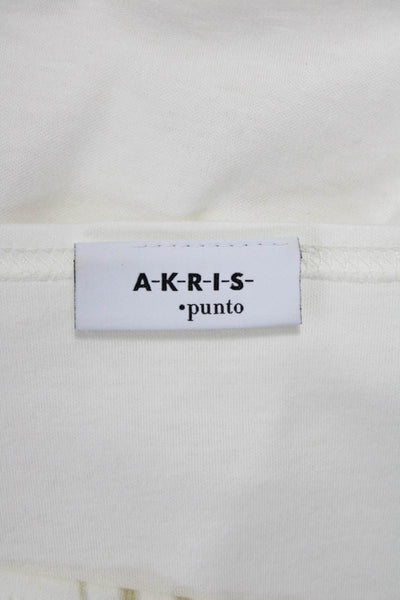 Akris Punto Women White Geometric Cotton Round Neck Short Sleeve T-Shirt Size 4
