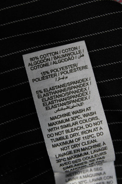 Edikted Women Striped Button Up Cotton Blouse Short Sleeve Black Size XS