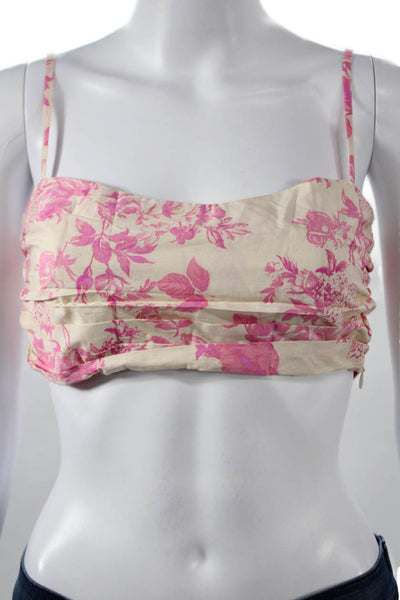 Olivaceous Womens White Floral Cotton Sweetheart Sleeveless Crop Top Size S