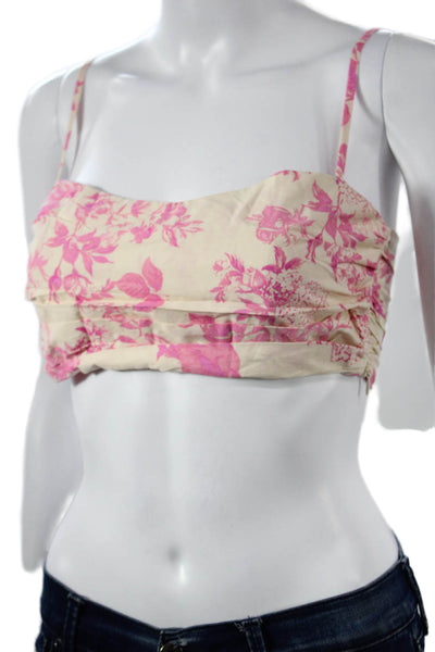 Olivaceous Womens White Floral Cotton Sweetheart Sleeveless Crop Top Size S